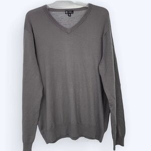 J Crew 100% Italian Merino Wool Long sleeve V-neck charcoal gray sweater XL‌‌